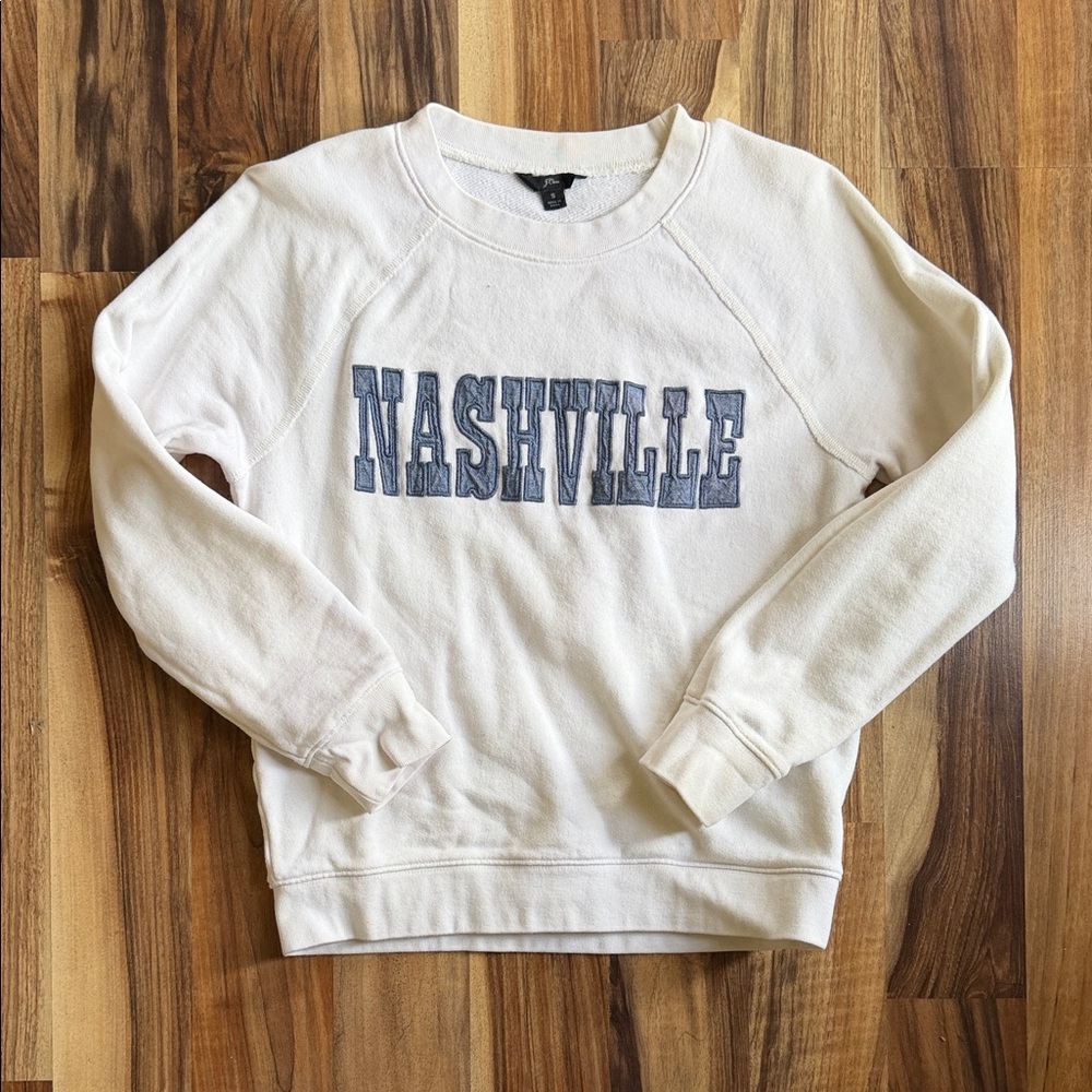 Cream 'NASHVILLE' Sweatshirt with Blue Lettering
